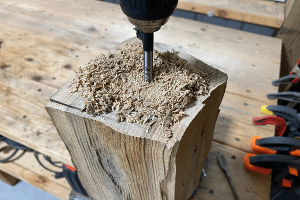 Drilling a 3/4" hole for a carpenter bee trap